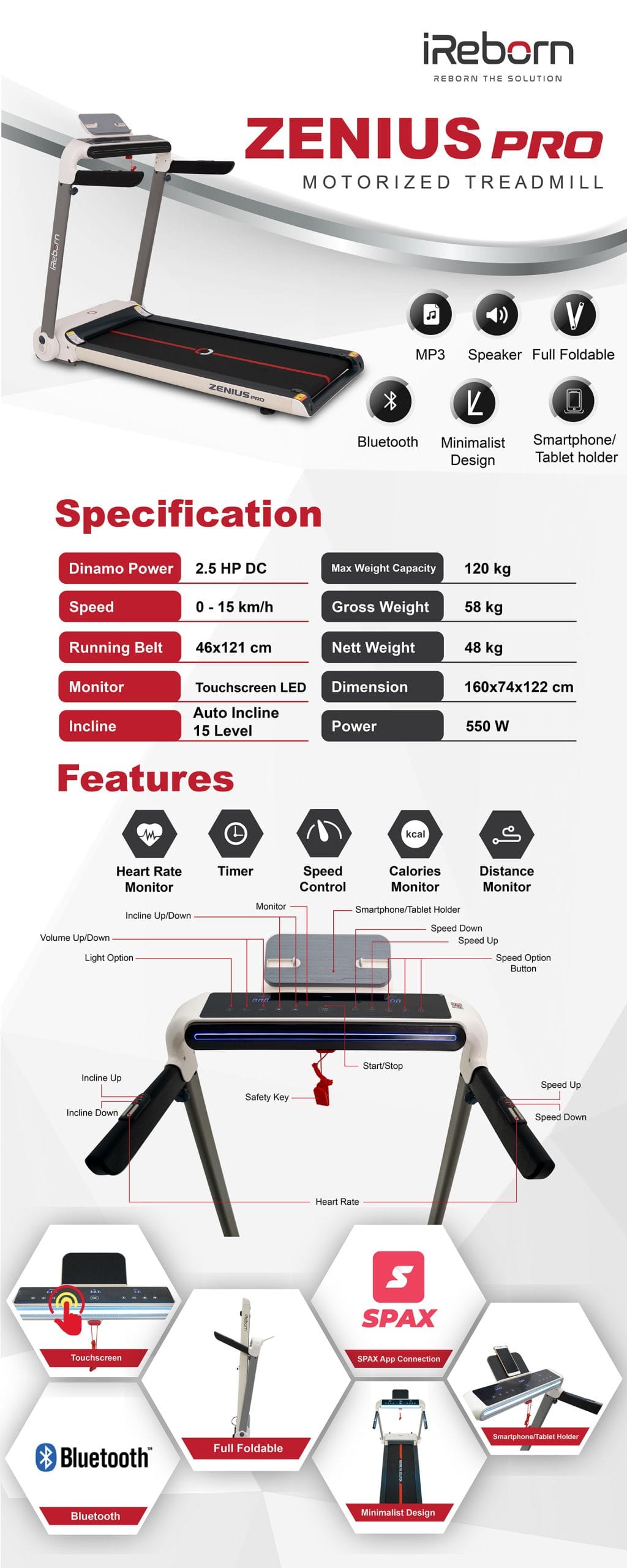 Zenius Pro Motorized Treadmill 10